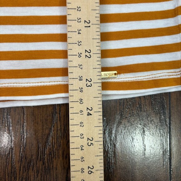 Michael Michael Kors Top Medium Orange White Striped Bell Sleeve Shirt Women's - Picture 10 of 12